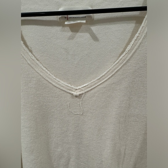 Anthropologie Annette Waffle Thermal Knit
Contrast Sleeve Top in Ivory Small - Picture 6 of 16